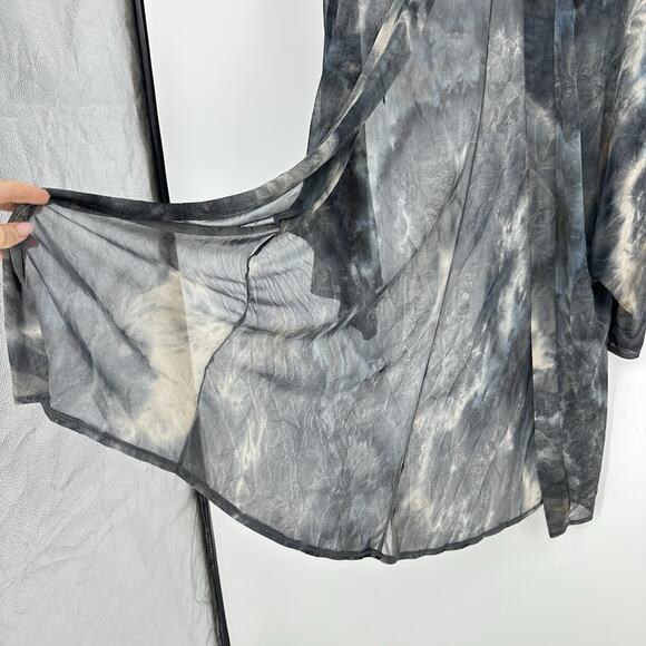 Tamo Design Mesh Kimono Coverup Grey Dusty Cloud Grunge Fairy Goth OS Unisex - Picture 5 of 8